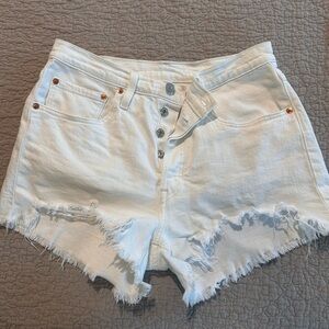 Levi's White Frayed Jean Shorts